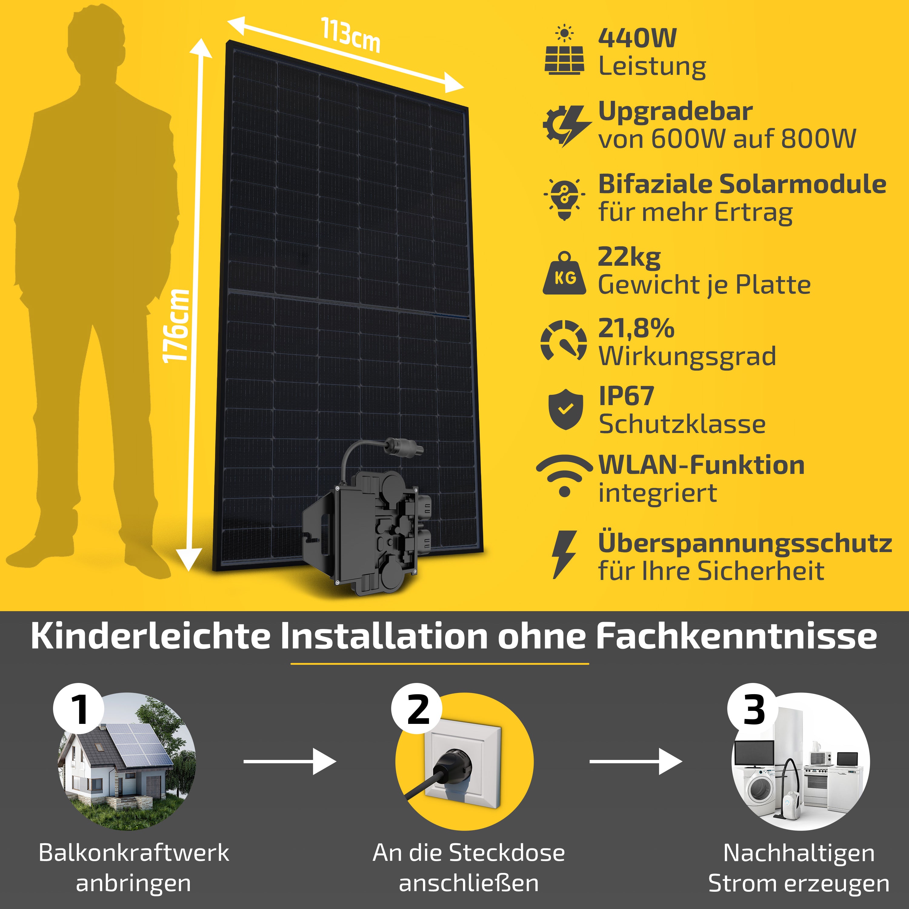 Balkonkraftwerk Basic 850W ohne Halterung