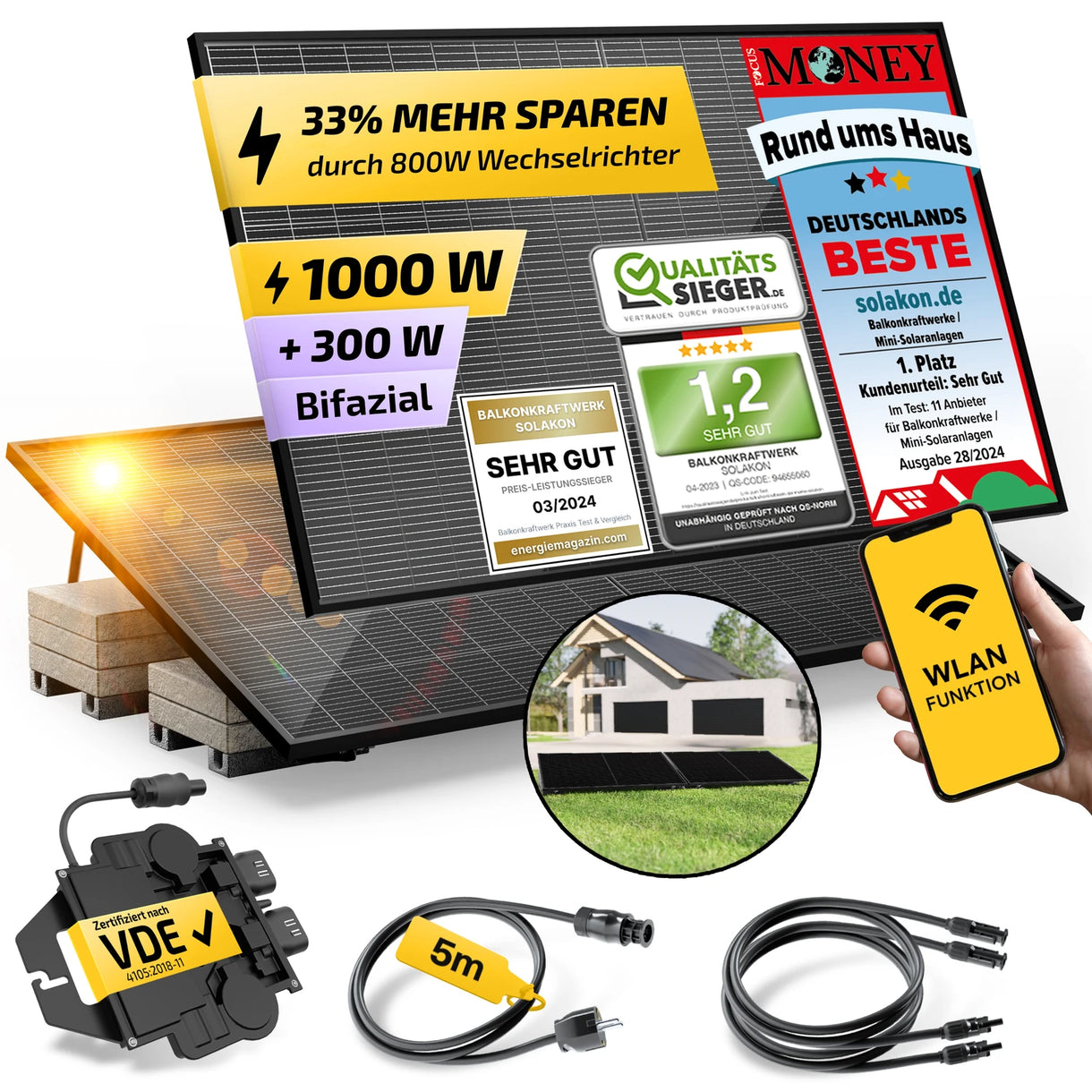 SOLAKON onBasic Balkonkraftwerk 1000/800 Watt (upgradefähig und bifazial)