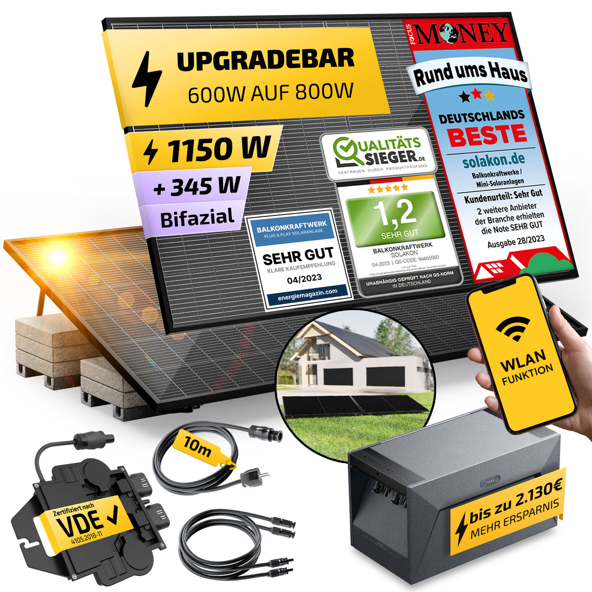 onBasicXL: Höchste Power für Ihr 2-Modul Balkonkraftwerk ☀️ Solakon