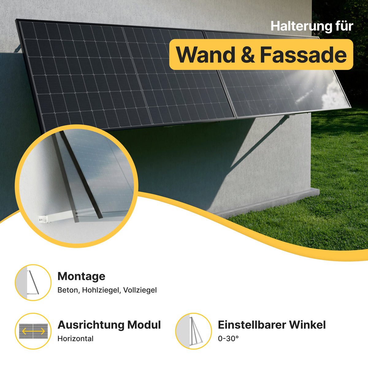 Solakon Wand- und Fassadenhalterung für ein Balkonkraftwerk