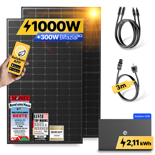Solakon onBasic 1000W Balkonkraftwerk mit SOLAKON ONE Speicher