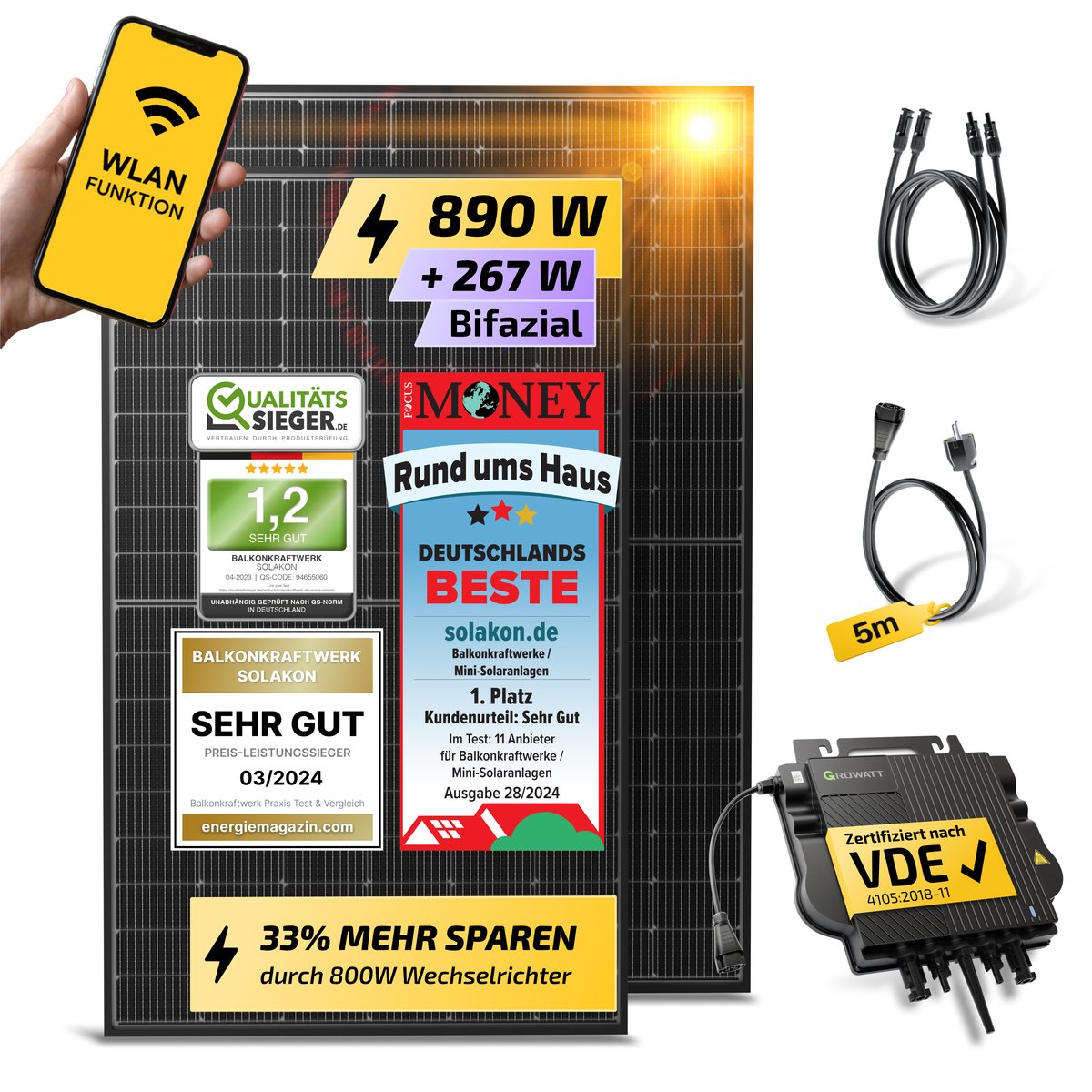 Solakon onLite 890W Balkonkraftwerk (ohne Halterung)